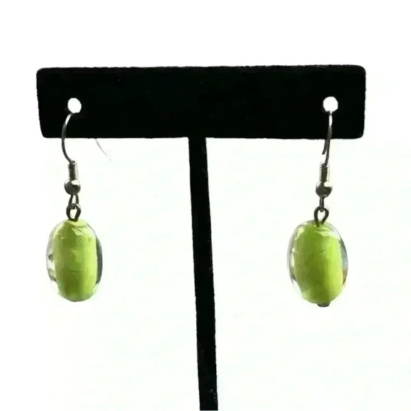 NWOT Venetian glass green dangle earrings - Picture 1 of 1
